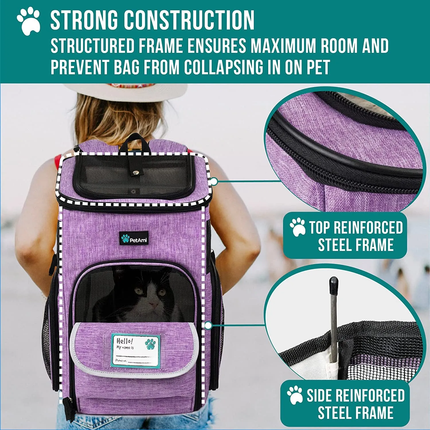 Camping, Sided Travel, Max Cats, Airline Ventilated Pack, 18 Closing soon for Soft Backpacks Cat Hiking, Instant access Carrier, Dog Back Carrying Small Backpack Large Approved Carrier Purple Pet for Lbs,