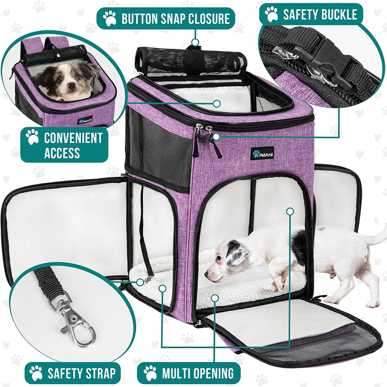 Camping, Sided Travel, Max Cats, Airline Ventilated Pack, 18 Closing soon for Soft Backpacks Cat Hiking, Instant access Carrier, Dog Back Carrying Small Backpack Large Approved Carrier Purple Pet for Lbs,