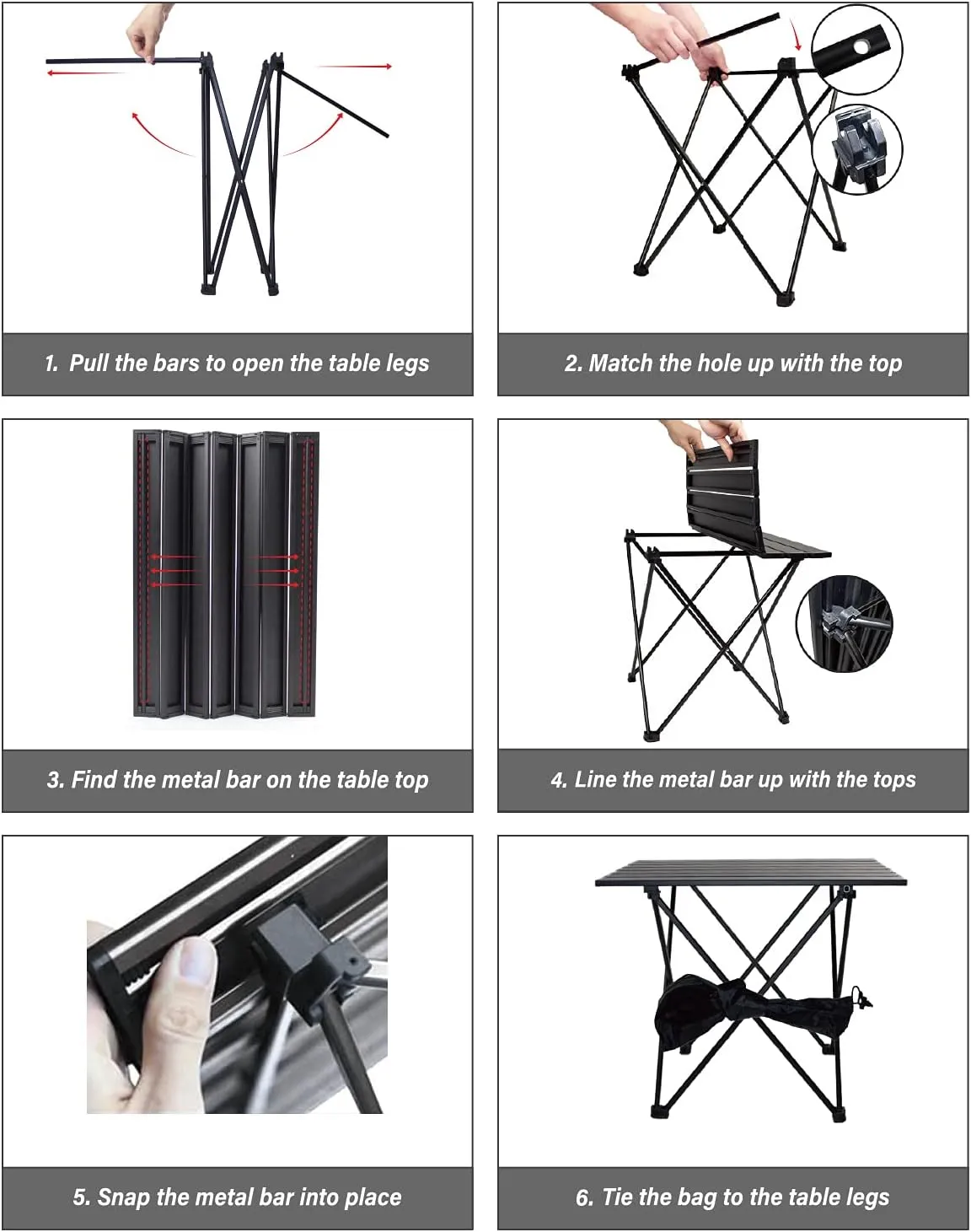 Camping Table Folding Portable Camp Side Table Aluminum Lightweight Carry Bag Beach Outdoor Hiking Picnics BBQ Cooking Dining Kitchen