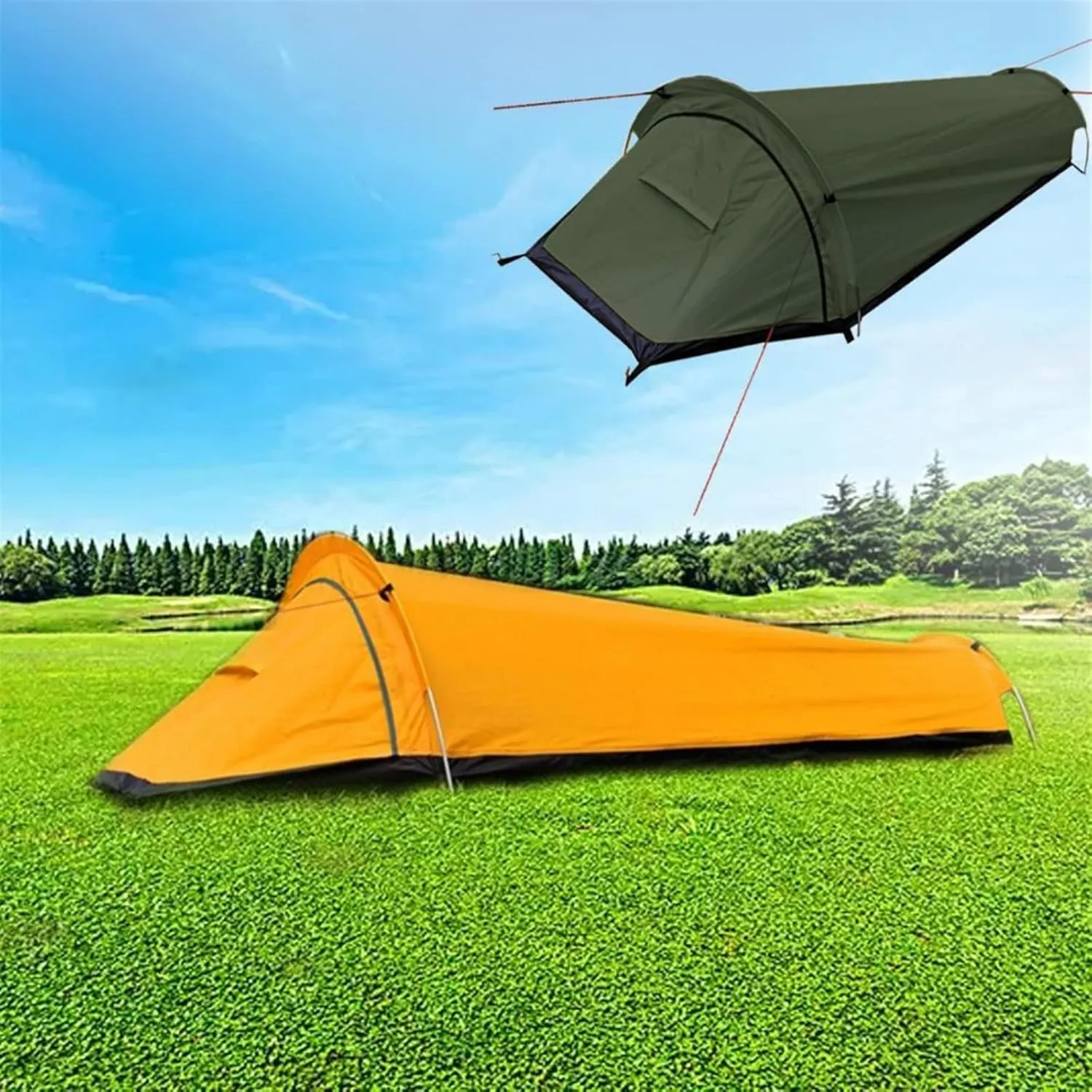 Camping Tent Waterproof Windproof Backpack Tent Good Ventilation Rest and Sleep Outdoor Ultra Light Single Camping Tent