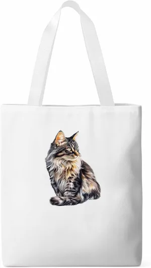 Canvas Bag Realism Black Cat Canvas Grocery Bag with Long Shoulder Strap Foldable, Washable Shopping Bags Reusable White Shoulder Bag for Women 14x16 inch
