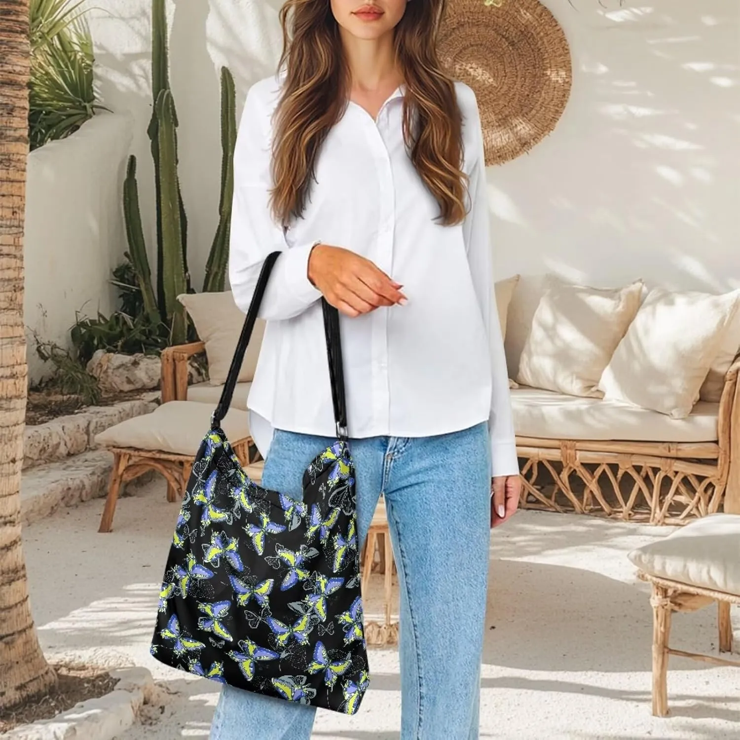 Canvas Crossbody Bag Large Women Casual Tote Bag Handbag with Zipper Shoulder Bag with Strap Outdoors Messenger Bag