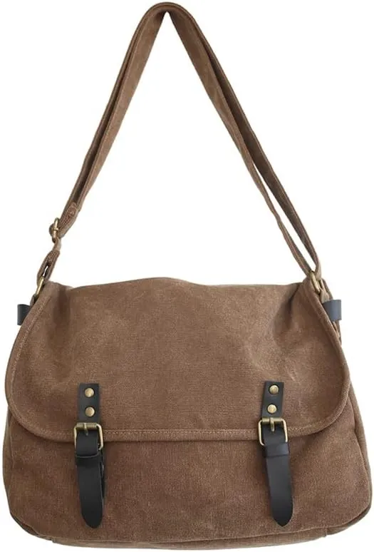 Canvas Crossbody Shoulder Bag Large Capacity Streetwear Style Casual Travel Sports Messenger Purse