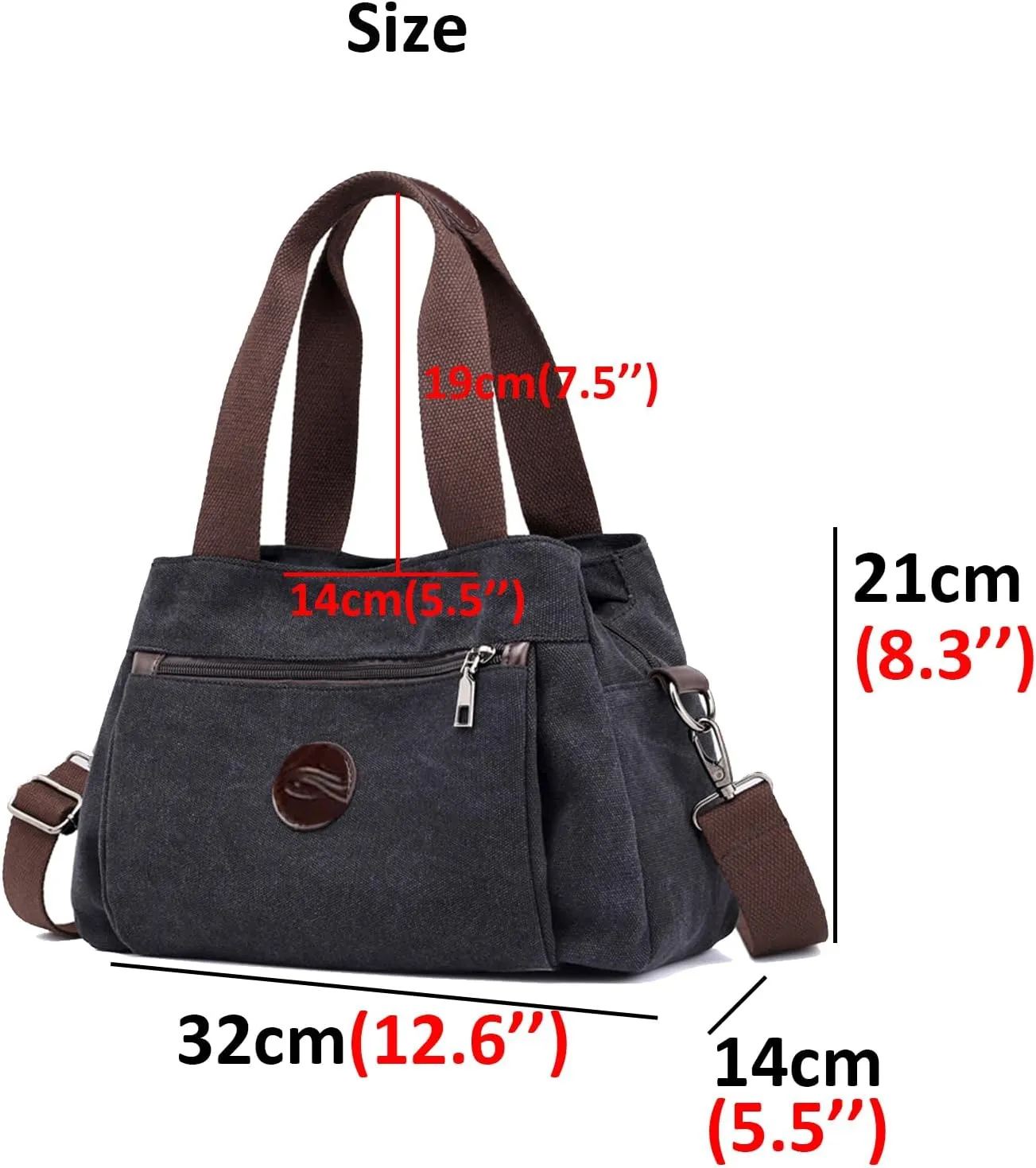 Canvas Hobo Crossbody Bag for Women - Multi-Compartment Tote Purse Campare with Adjustable Strap Hangbags Bags