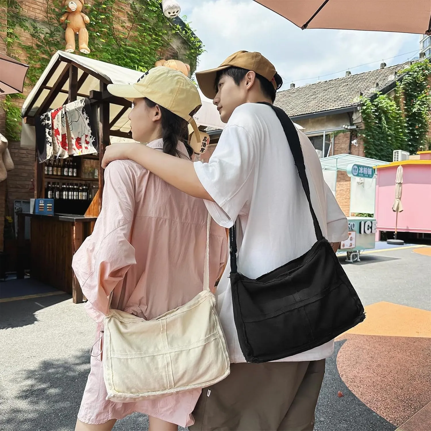 Canvas Hobo Crossbody Shoulder Tote Bag for Women and Men Casual Purse Messenger Bags Travel Work