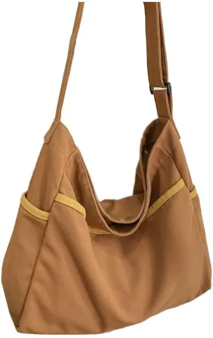 Canvas Hobo Crossbody Shoulder Tote Bag for Women and Men Multi-pocket Casual Purse Messenger Bags Travel Work