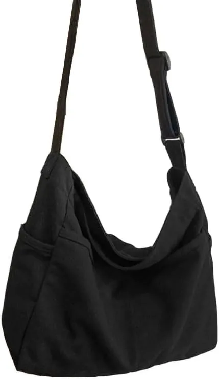 Canvas Hobo Crossbody Shoulder Tote Bag for Women and Men Multi-pocket Casual Purse Messenger Bags Travel Work