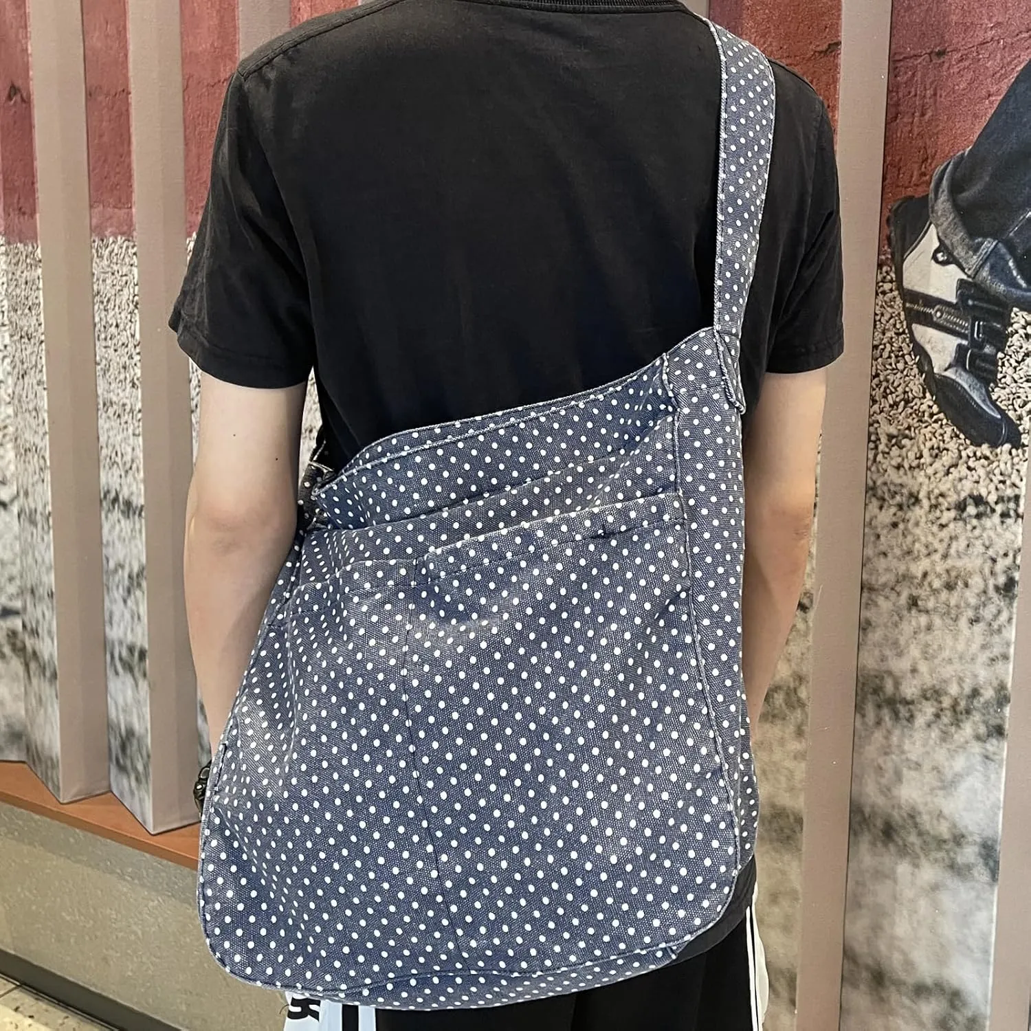 Canvas Hobo Crossbody Shoulder Tote Bag for Women and Men W/Multi-pocket Casual Purse Messenger Bags Travel Work
