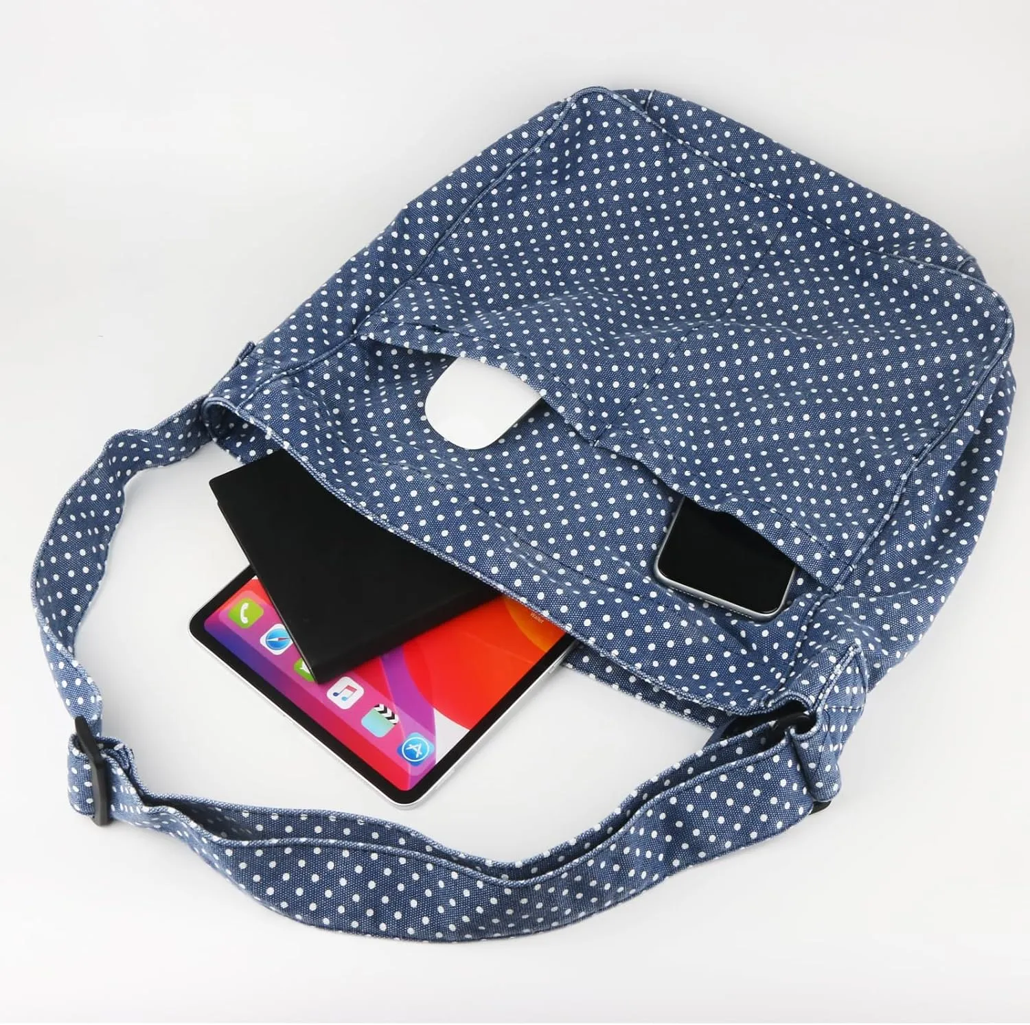 Canvas Hobo Crossbody Shoulder Tote Bag for Women and Men W/Multi-pocket Casual Purse Messenger Bags Travel Work