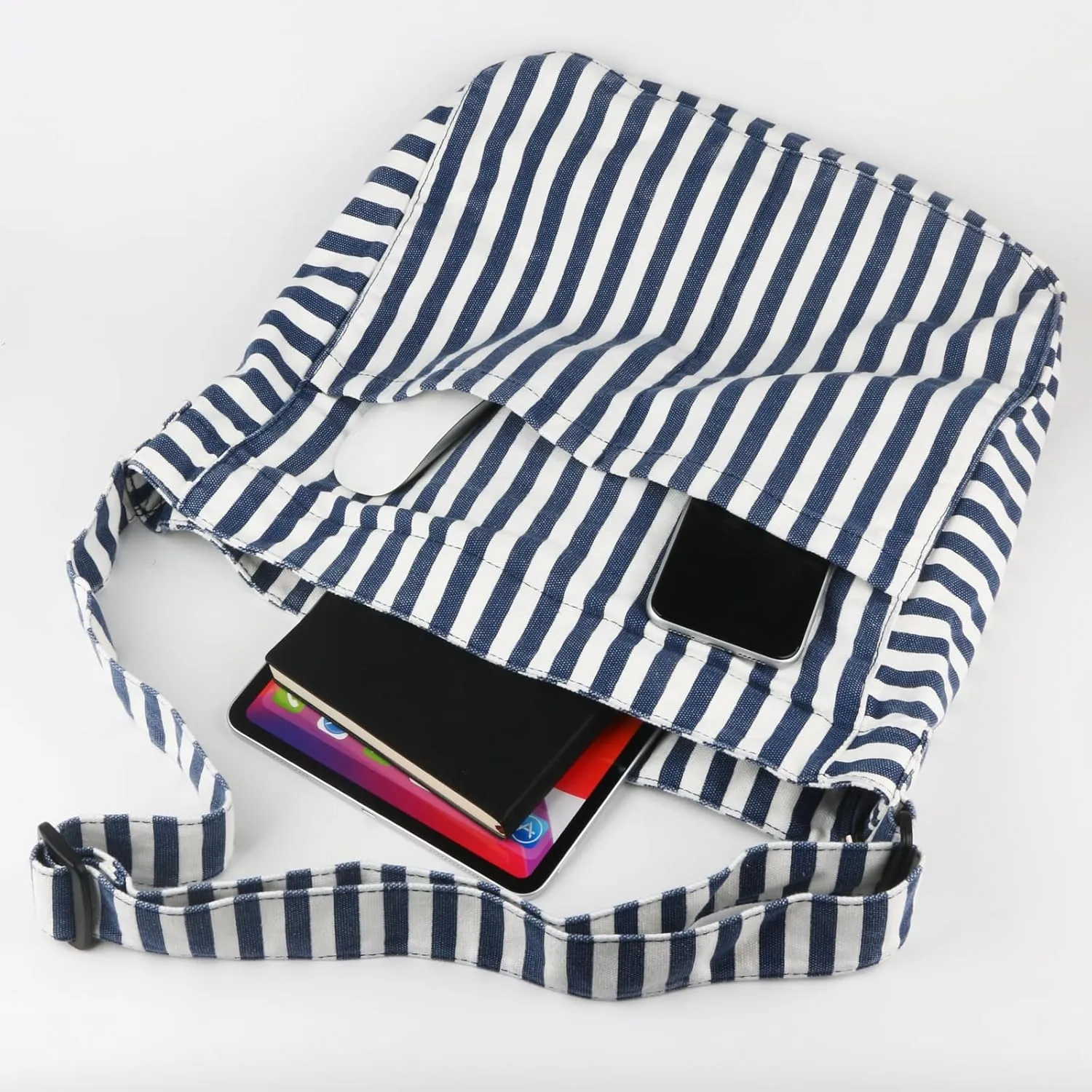 Canvas Hobo Crossbody Shoulder Tote Bag for Women and Men W/Multi-pocket Casual Purse Messenger Bags Travel Work