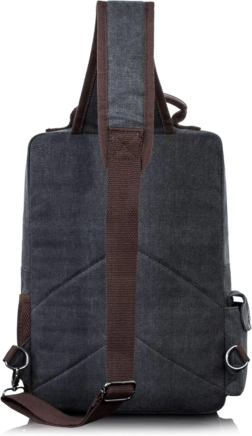 Canvas Messenger Bag Crossbody Shoulder Backpack Sling Bag Rucksack Daypack Casual Travel