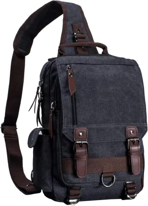 Canvas Messenger Bag Crossbody Shoulder Backpack Sling Bag Rucksack Daypack Casual Travel