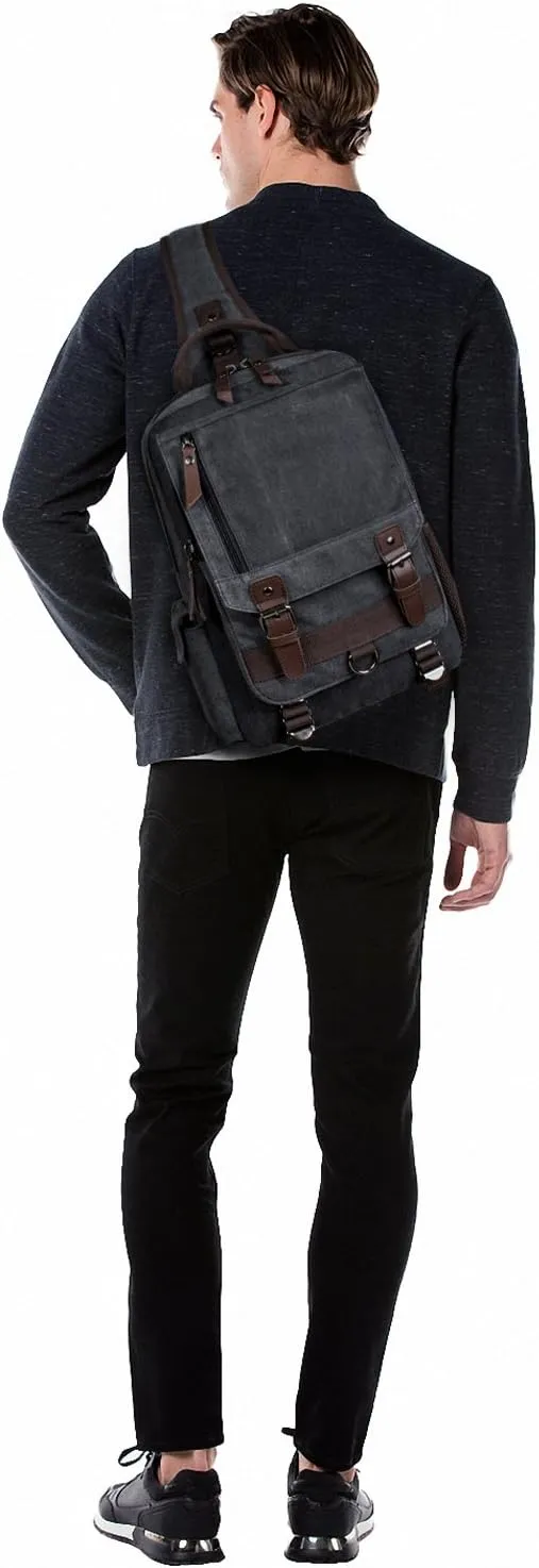 Canvas Messenger Bag Crossbody Shoulder Backpack Sling Bag Rucksack Daypack Casual Travel