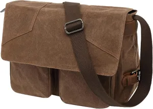 Canvas Messenger Bag for Men, Vintage Satchel Bag Crossbody Shoulder Bags for Travel Work Office Business