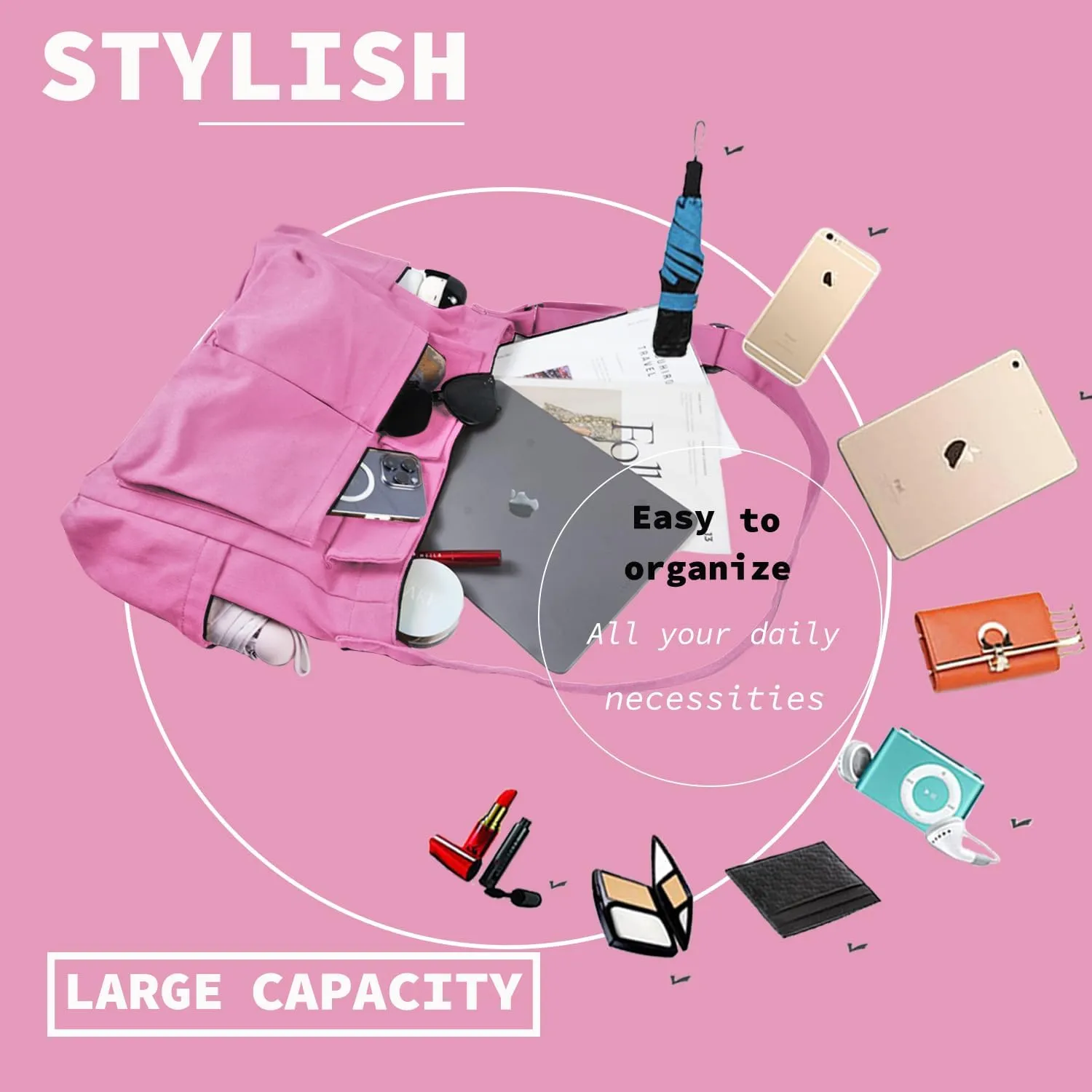 Canvas Messenger Bag Large Hobo Crossbody Bag with Multiple Pockets Casual Shoulder Tote Bag for Women and Men
