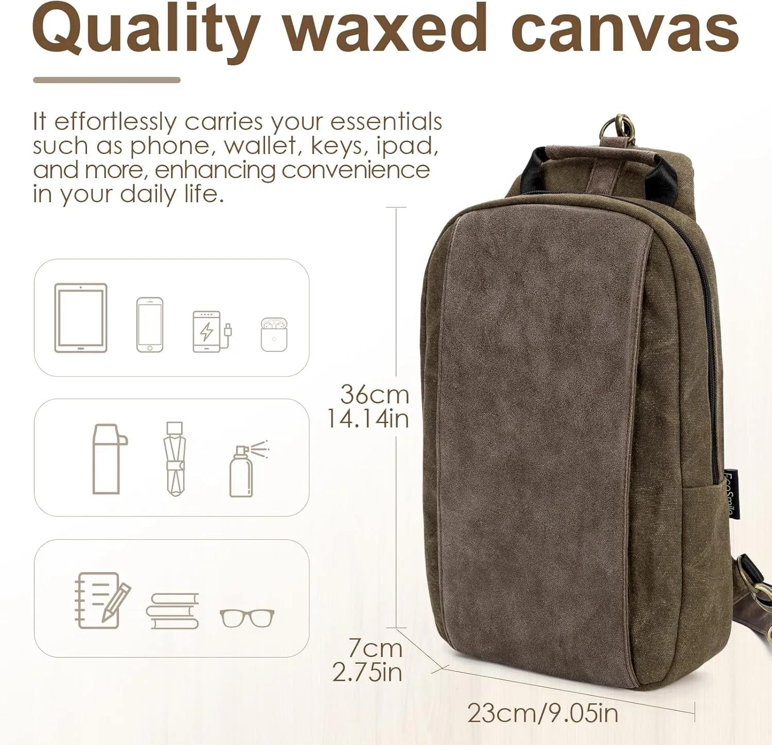 Canvas Messenger Bag Sling Bag Crossbody Shoulder Bag for Men Women Travel Work Satchel Bags