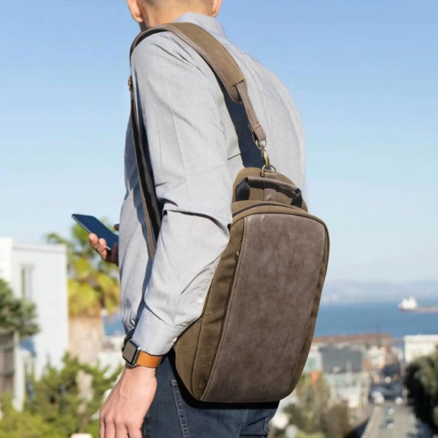 Canvas Messenger Bag Sling Bag Crossbody Shoulder Bag for Men Women Travel Work Satchel Bags