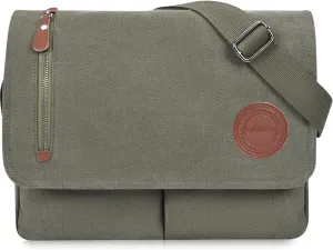 Canvas Satchel Messenger Bag for Men Women, Vintage Crossbody Shoulder Bag Bookbag for Work Travel 13-13.6" Laptop