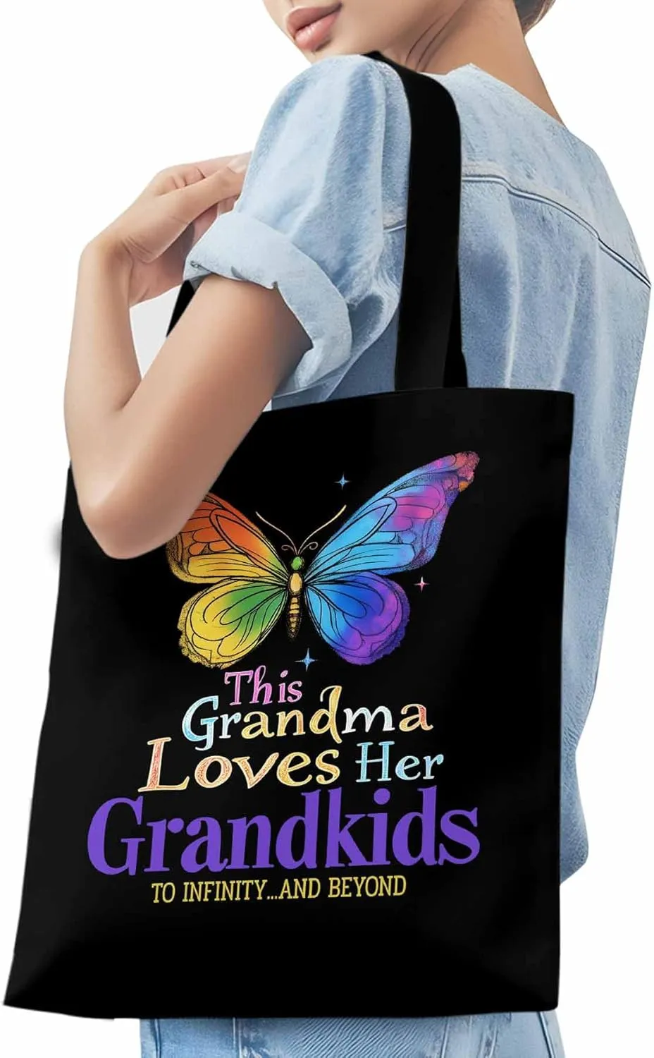Canvas Tote Bag Colorful Butterfly Reusable Grocery Shopping Bags with Handle, Kindness Love Quote Large Canvas