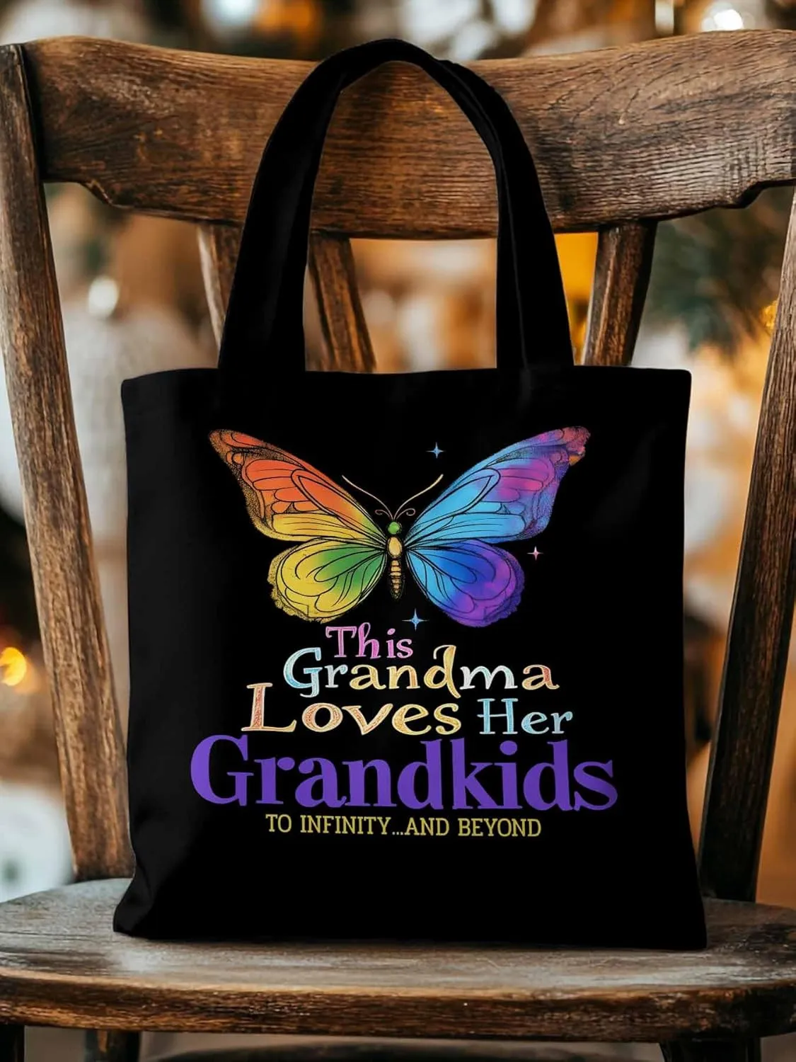 Canvas Tote Bag Colorful Butterfly Reusable Grocery Shopping Bags with Handle, Kindness Love Quote Large Canvas
