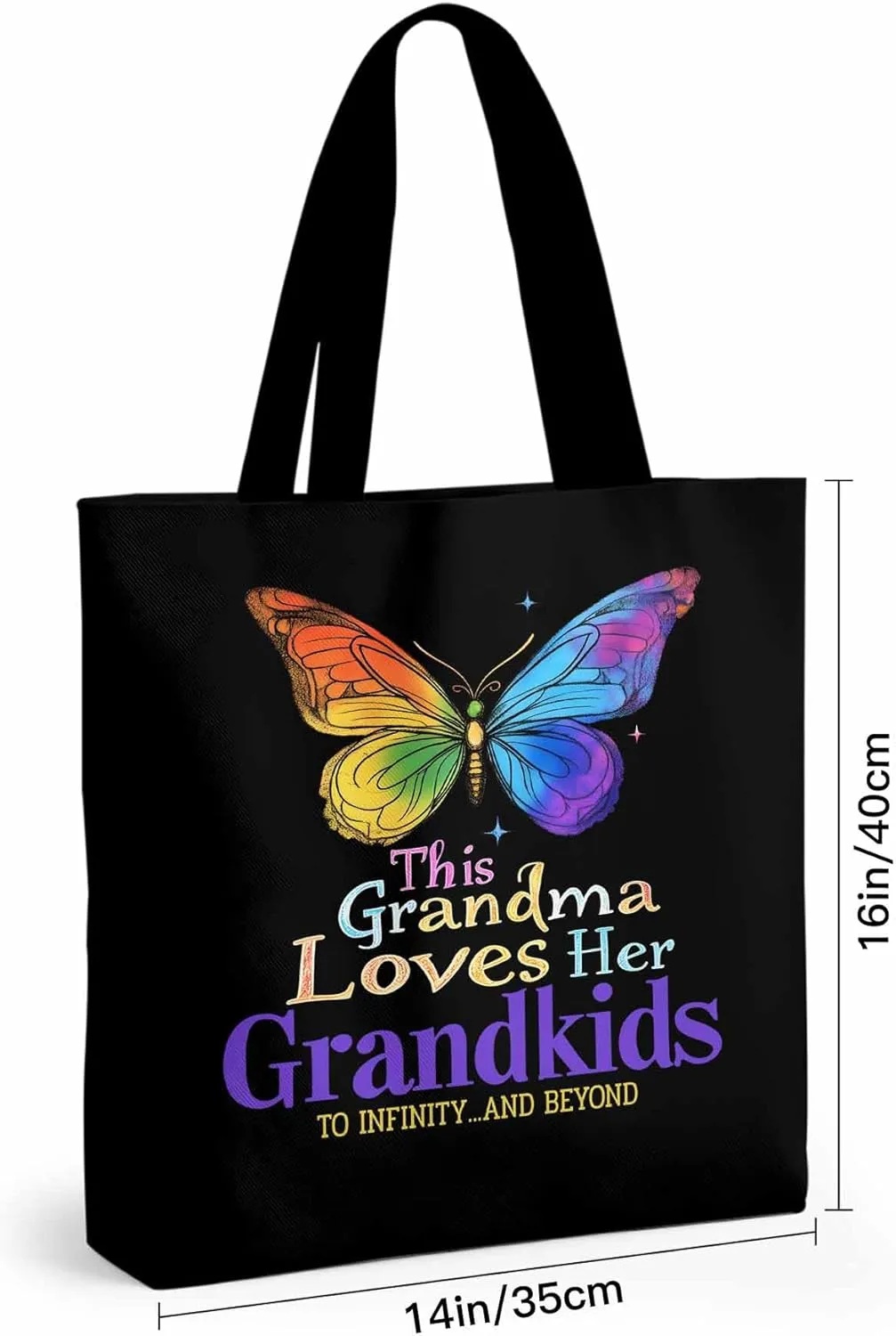 Canvas Tote Bag Colorful Butterfly Reusable Grocery Shopping Bags with Handle, Kindness Love Quote Large Canvas