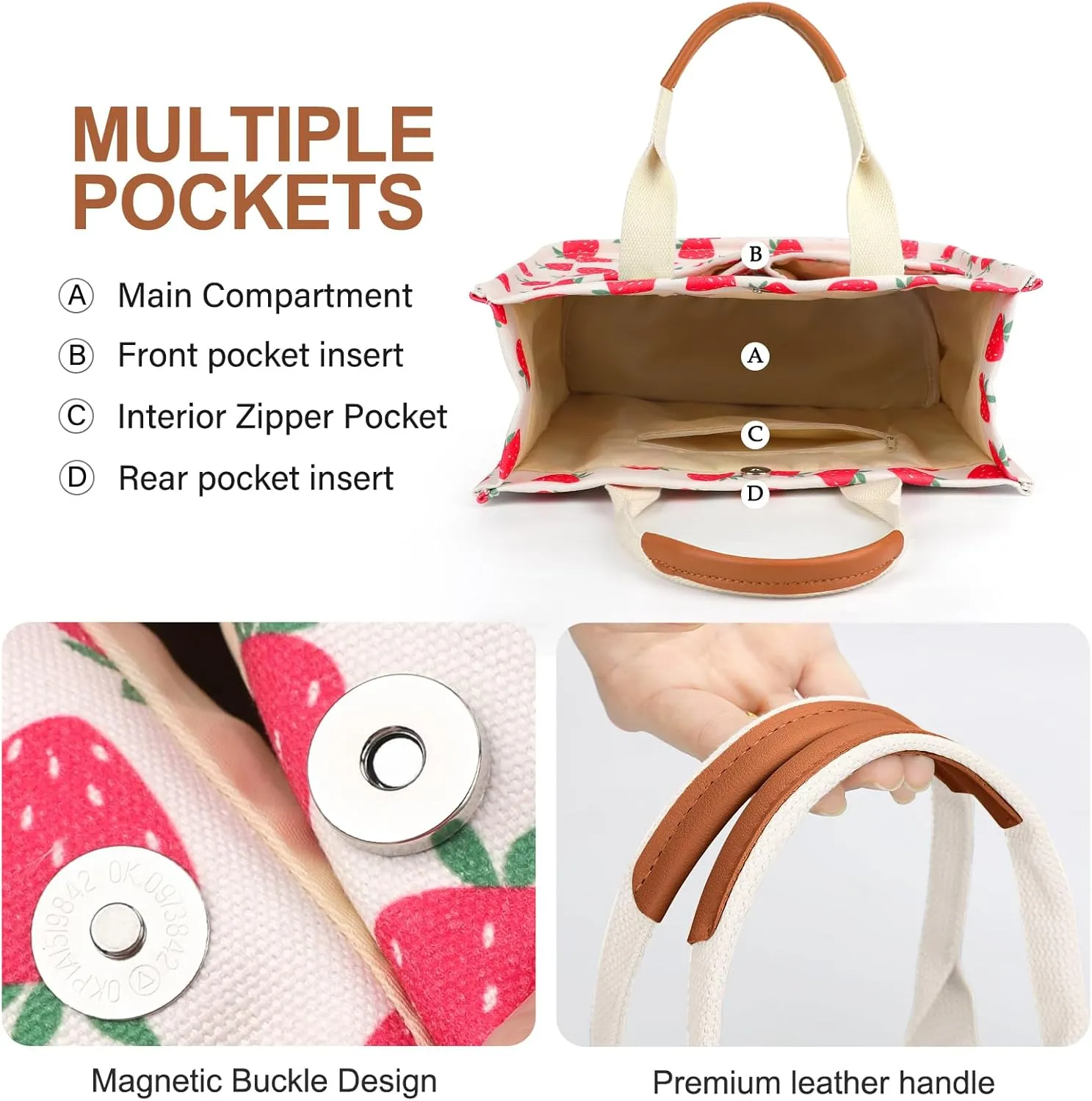 Canvas Tote Bag for Women, Large Work Purses Bible Tote