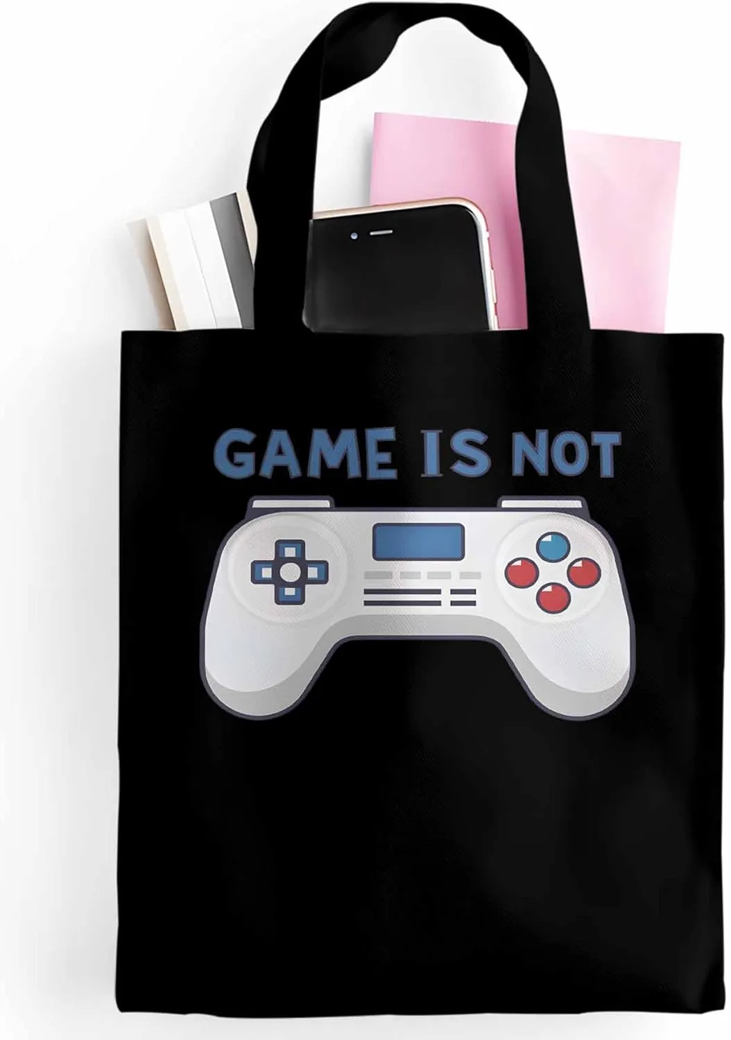 Canvas Tote Bag Game Controller Reusable Grocery Shopping Bags with Handle, Game Lover Large Canvas