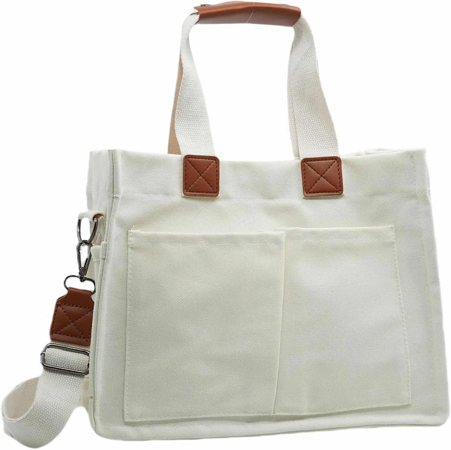 Canvas Tote Bag with Multi-pocket for Women Handbags Casual Hobo Crossbody Messenger Shoulder Bag
