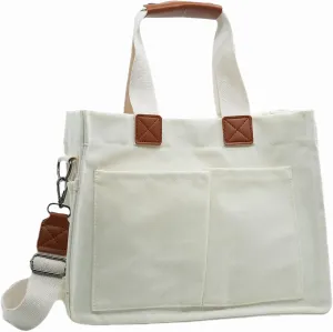 Canvas Tote Bag with Multi-pocket for Women Handbags Casual Hobo Crossbody Messenger Shoulder Bag