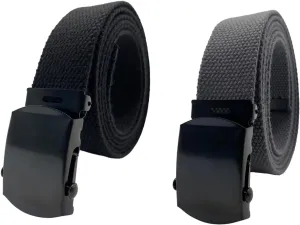 Canvas Web Belt - Military & Golf Belt with Black Buckle, Up to 45" Waist