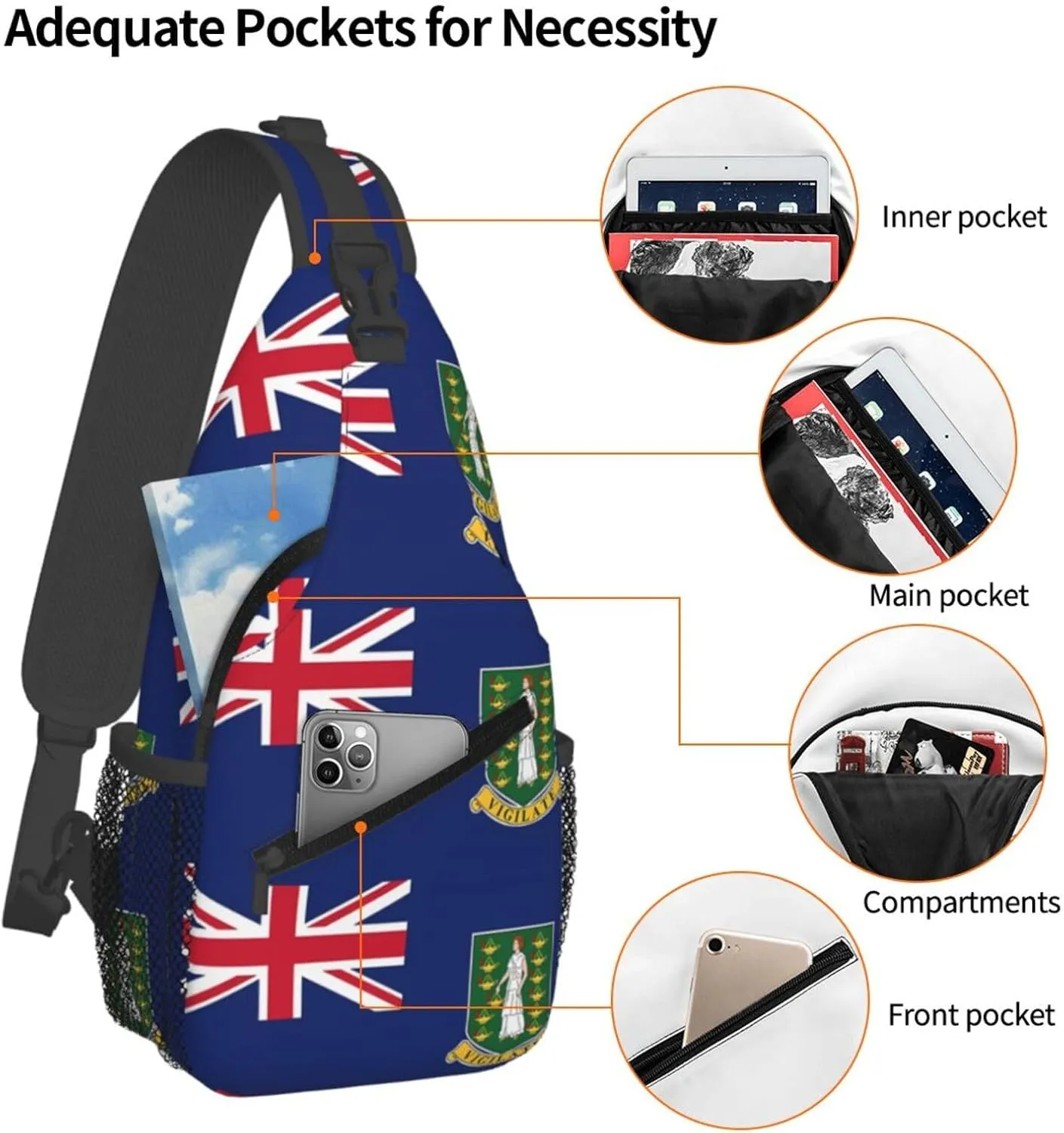 Cape Verde Cape Verdean Flag Sling Bag Adjustable Chest Bags Casual Crossbody Bag Travel Shoulder Backpack