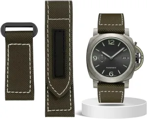 Carbon Fiber Check Nylon Canvas Strap For Panerai Lumino PAM01118 01661 Waterproof Watchband Bracelet 24mm Black Blue