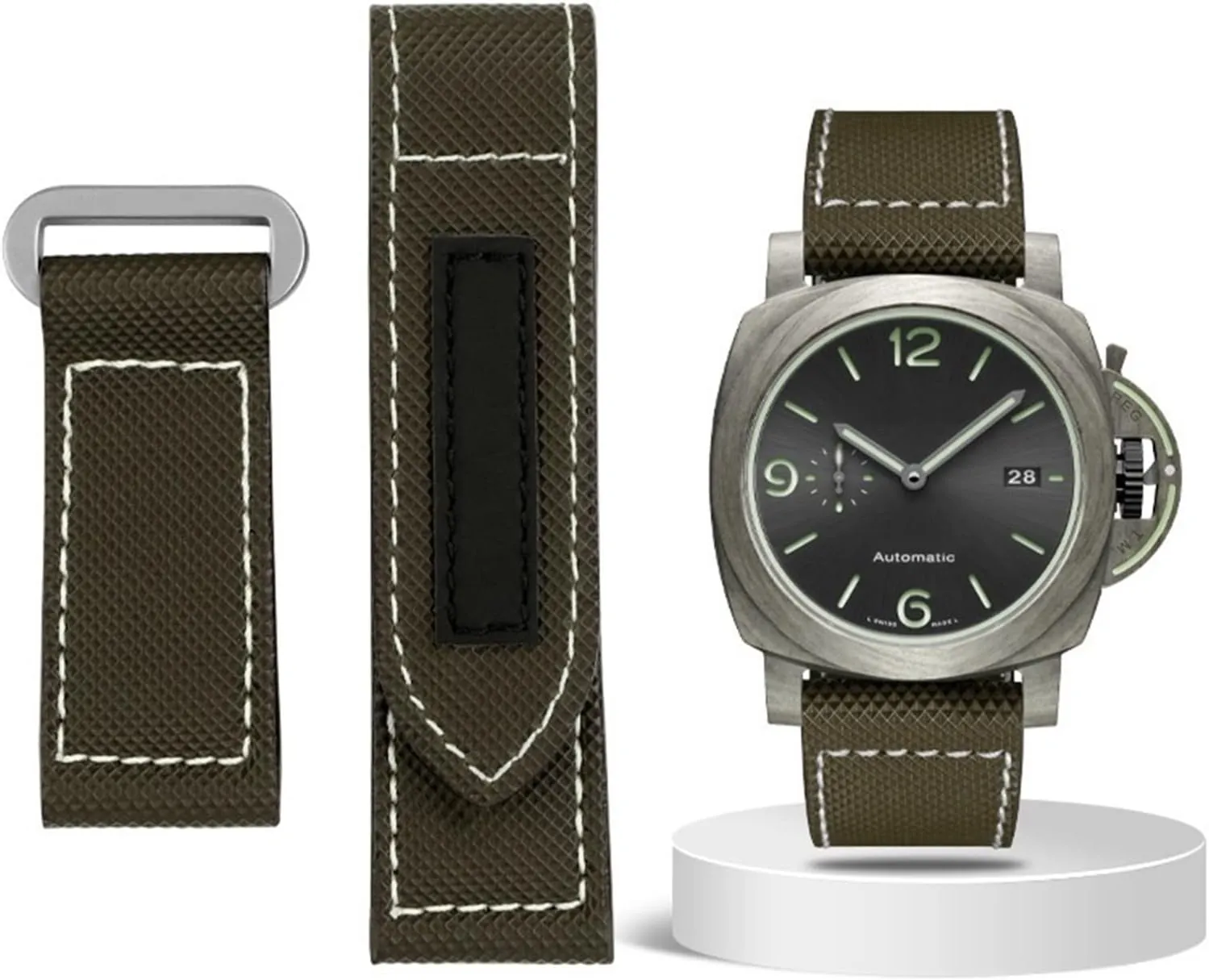 Carbon Fiber Check Nylon Canvas Strap For Panerai Lumino PAM01118 01661 Waterproof Watchband Bracelet 24mm Black Blue