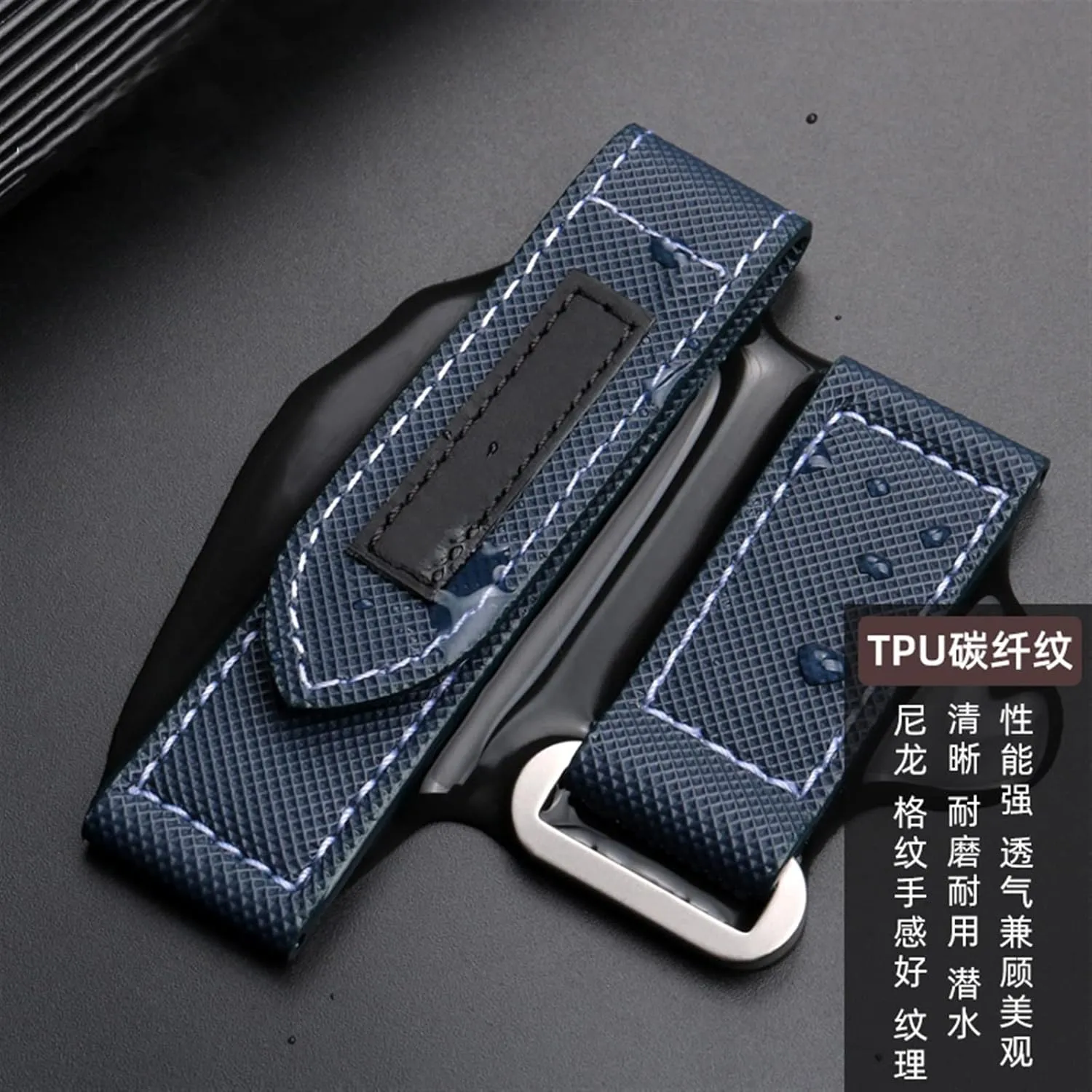 Carbon Fiber Check Nylon Canvas Strap For Panerai Lumino PAM01118 01661 Waterproof Watchband Bracelet 24mm Black Blue