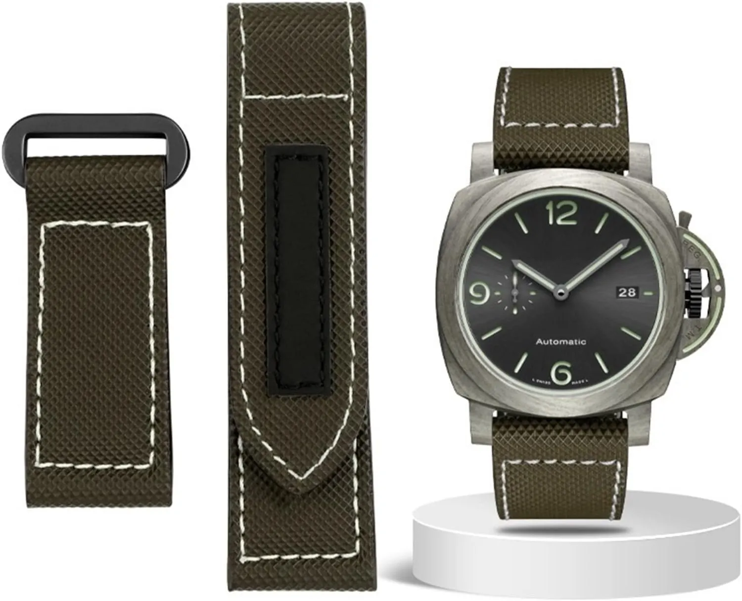 Carbon Fiber Check Nylon Canvas Strap For Panerai Lumino PAM01118 01661 Waterproof Watchband Bracelet 24mm Black Blue