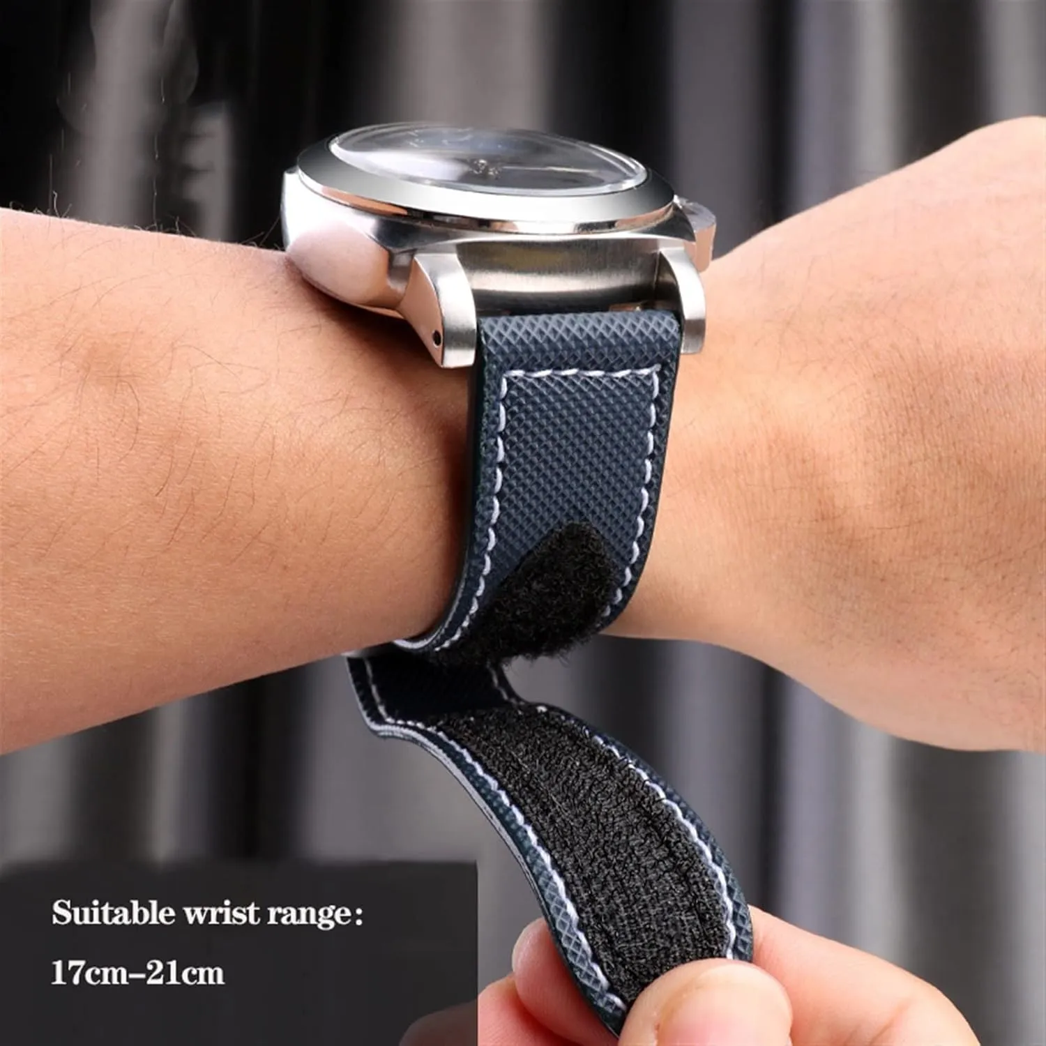 Carbon Fiber Check Nylon Canvas Strap For Panerai Lumino PAM01118 01661 Waterproof Watchband Bracelet 24mm Black Blue