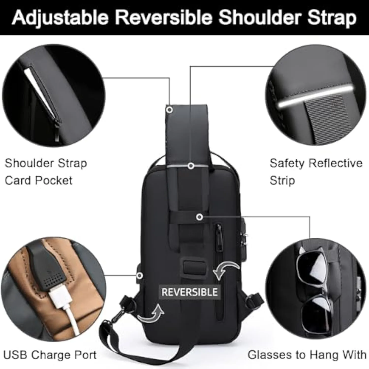 Carbon Fiber Streamline Anti-theft Sling Bag, Sling Backpack USB Waterproof Chest Daypack for Travel Gym Sports (B)