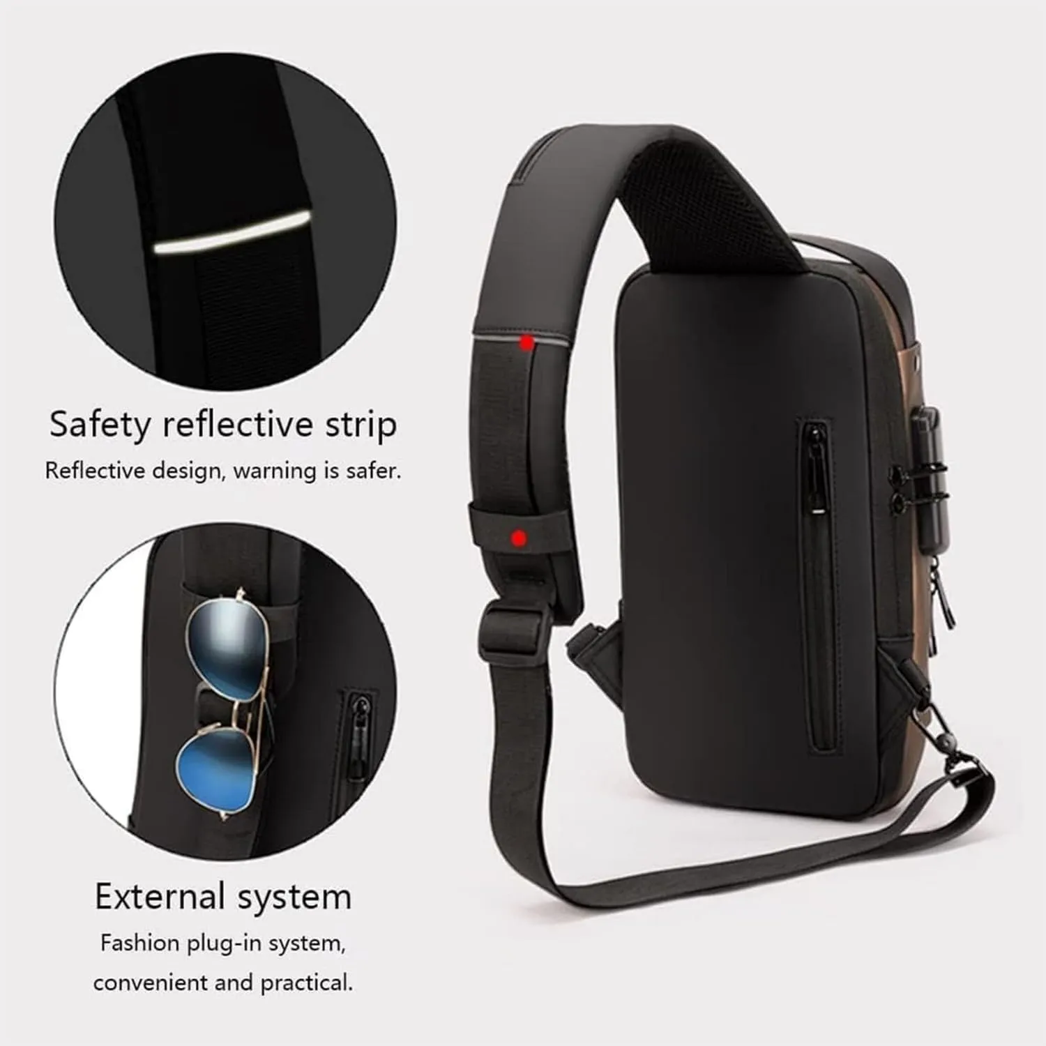 Carbon Fiber Streamline Anti-Theft Sling Bag with USB Charging Port, Waterproof Crossbody Backpack for Travel, Gym (Gray)