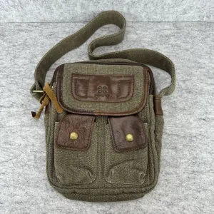Carraig Donn Canvas Leather Crossbody Shoulder Handbag Green Brown Pockets Zip