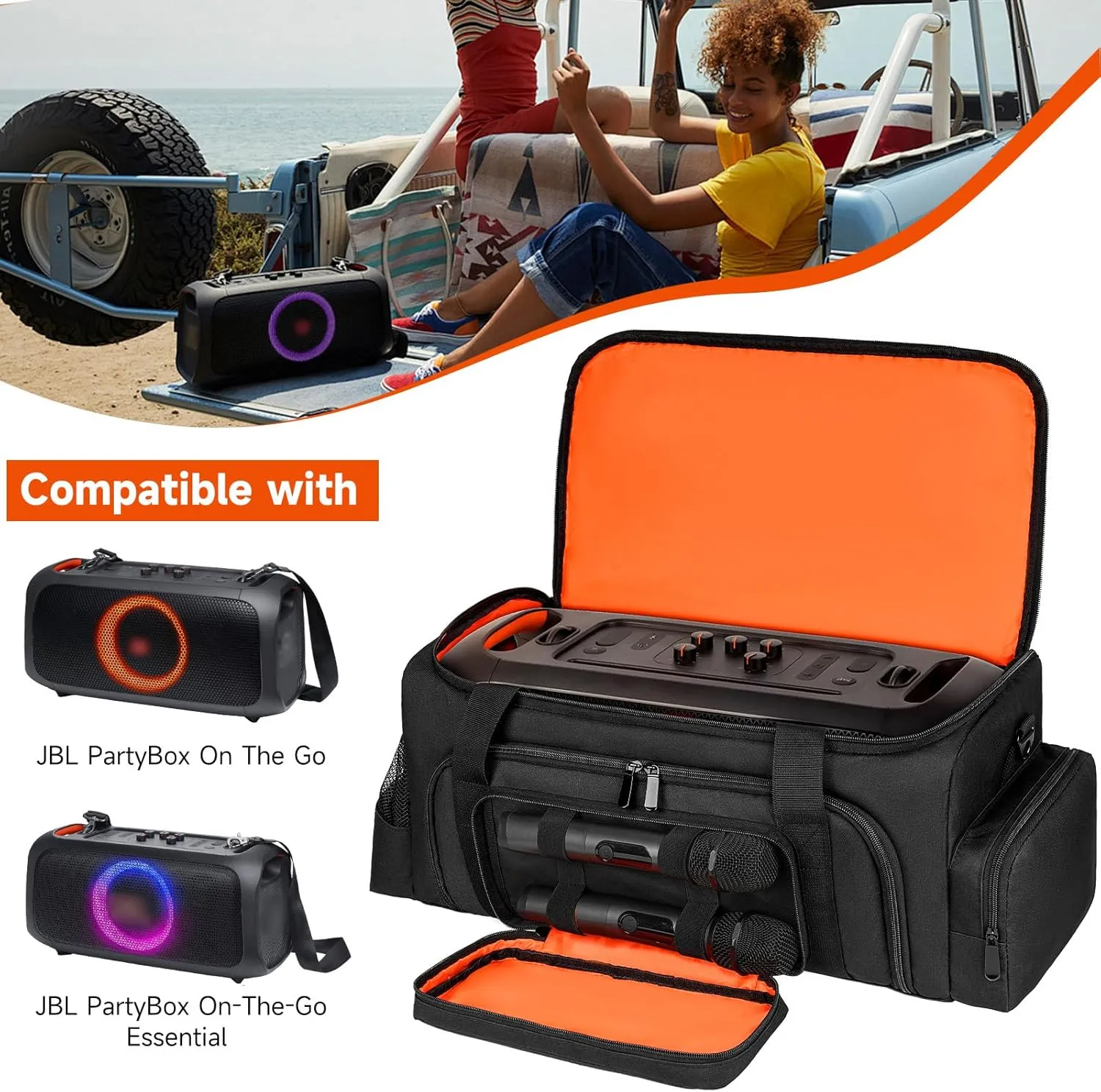 Carrying Case Compatible with JBL PartyBox On The Go Speaker,Travel Storage Tote Bag Fits for JBL PartyBox On-The-Go Essential Protable Party Speaker and Accessories,Case Only,No Shoulder Strap