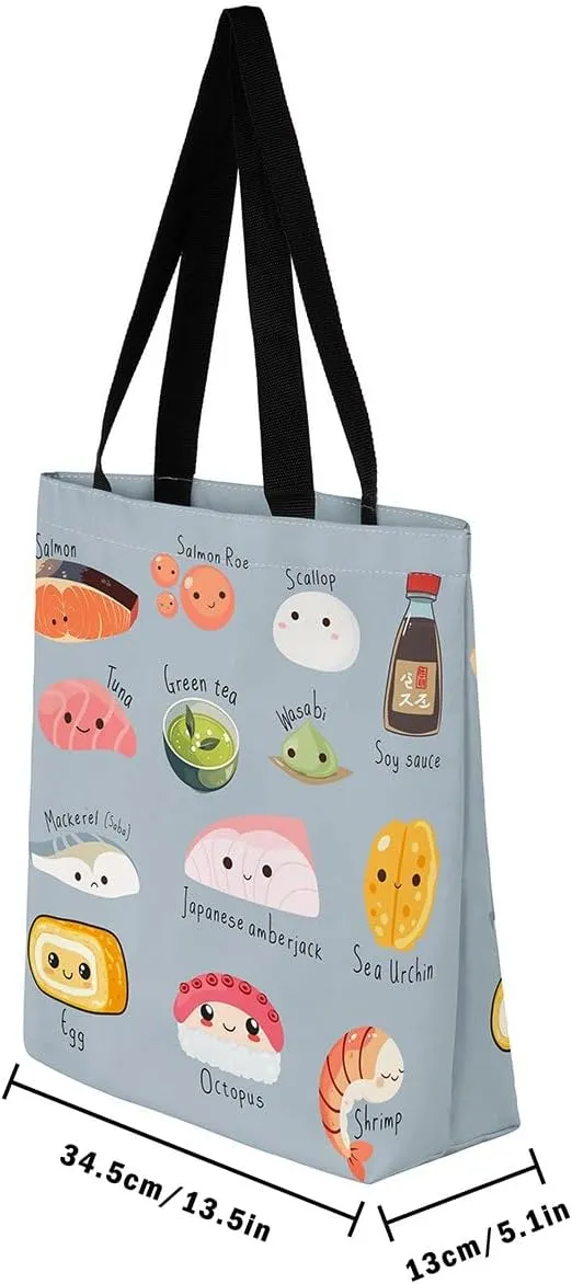 Cartoon Milk Cow Canvas Tote Bag Lovely Farm Animal Kawaii Beach Bag,Strawberry Flowers Handbag for Women