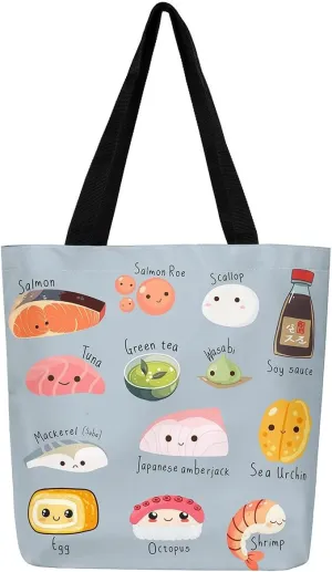Cartoon Milk Cow Canvas Tote Bag Lovely Farm Animal Kawaii Beach Bag,Strawberry Flowers Handbag for Women