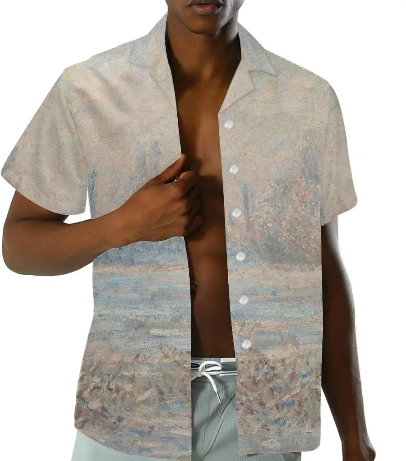 Casual Polynesian Shirt for Men Hawaiian Shirt Beach Shirt Pacific Islander Outfit Canvas Painting Printed
