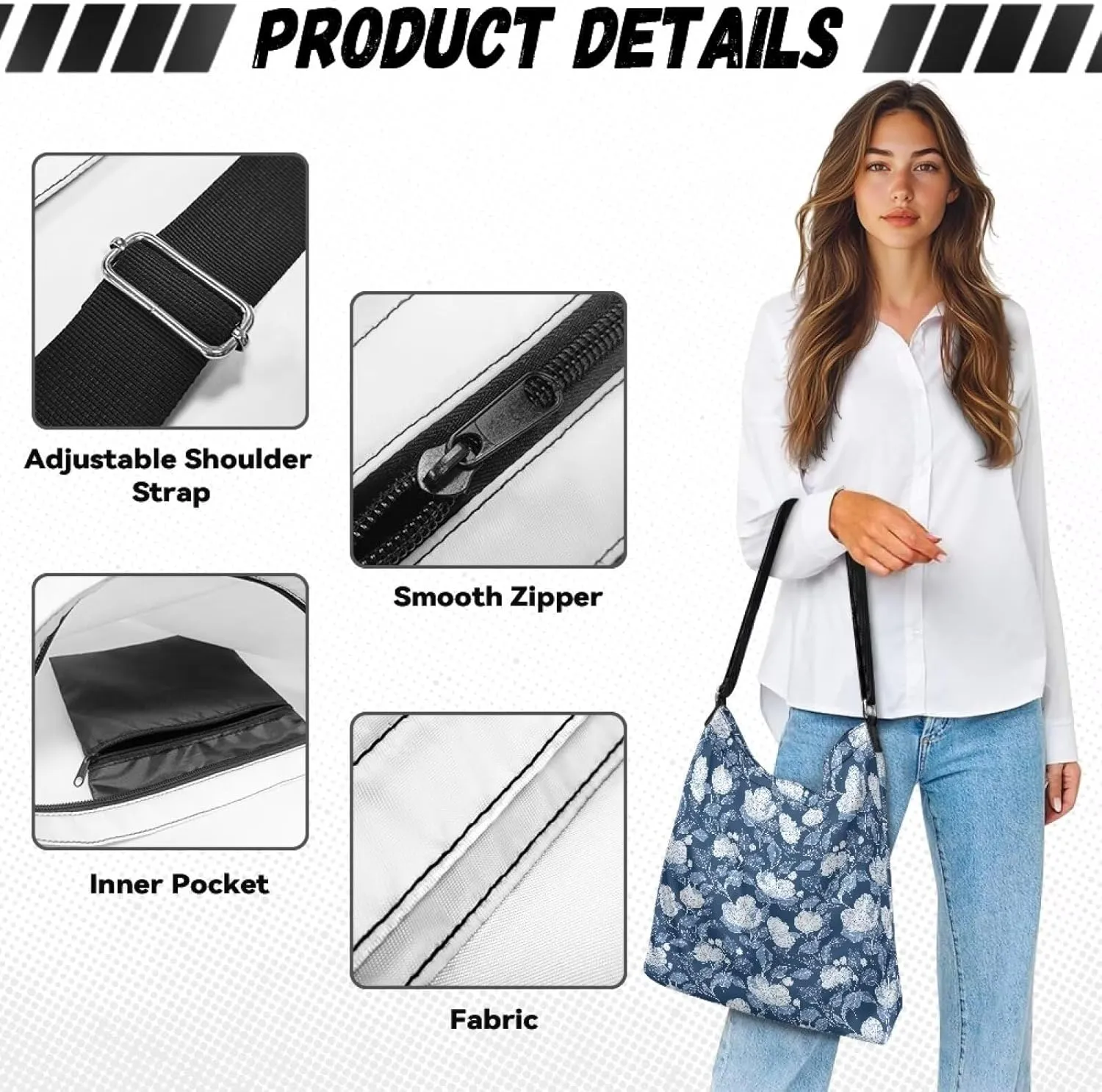 Casual Women Tote Bag Large Canvas Shoulder Bag Outdoors Messenger Bag with Pocket Handbag with Strap Crossbody Bag