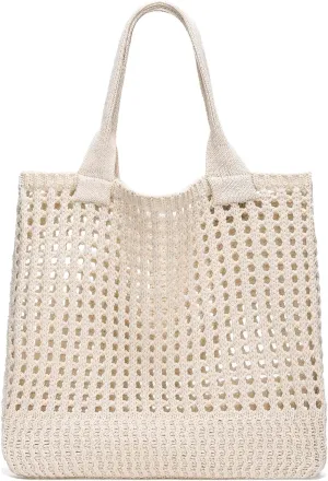 CATMICOO Crochet Beach Bag Tote: Small Knit Bag Summer Shoulder Bag for Vacation