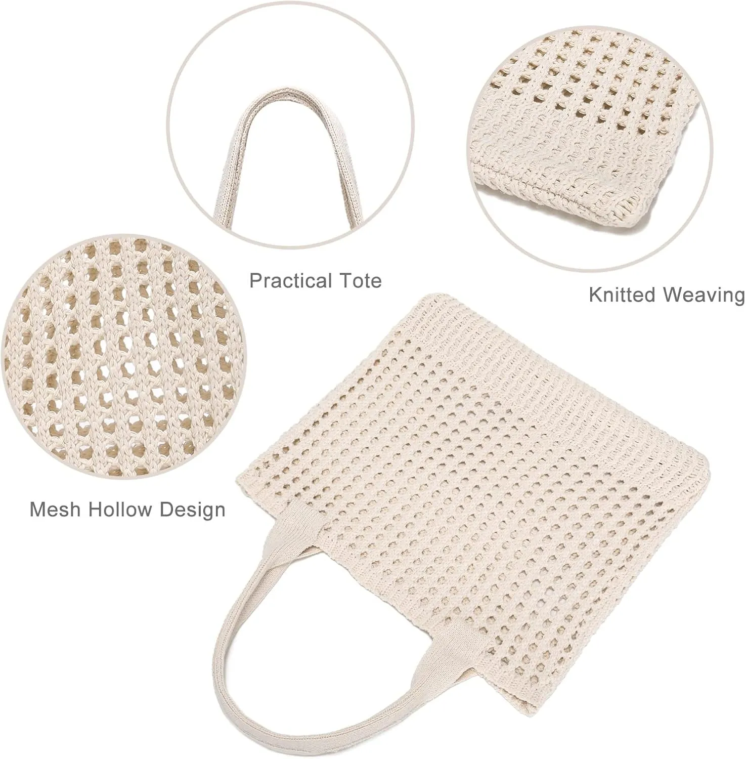 CATMICOO Crochet Beach Bag Tote: Small Knit Bag Summer Shoulder Bag for Vacation