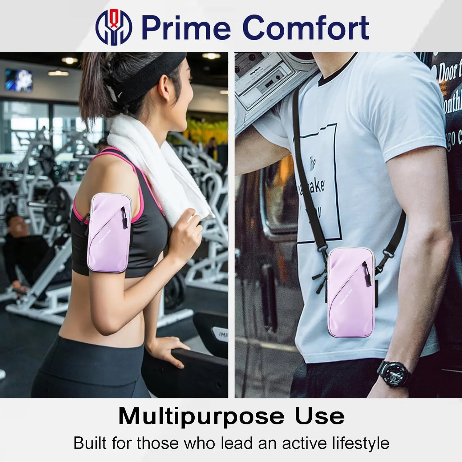 Cell Phone Holder for Walking, Running, Arm Band for Phone, Cell Phone Purse, Cross Body Phone Bag, Phone Holster, Cell Phone Carrier for Men Women, Phone Pouch (Purple)