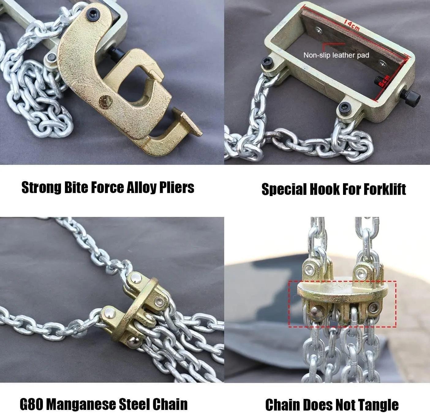 Chain Drum Lifter Load Capacity 1Ton/2Ton with G80 Steel Lifting Chain and Widen Hook for 55 Gallon Drums, Double Chain Drum Slings for Crane/Forklift (Color : 1t-c)