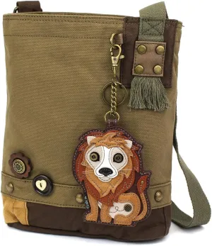 CHALA Patch Cross-Body Women Handbag Canvas Messenger Bag - Lion - Olive
