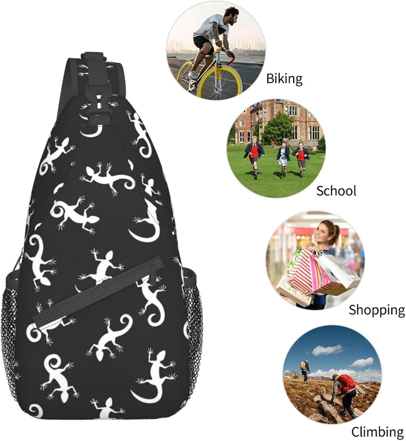 Chameleon Shoulder Bag Lizard Sling Backpack Daypack Casual Backpack Hiking Bag Cute Backpack Bag